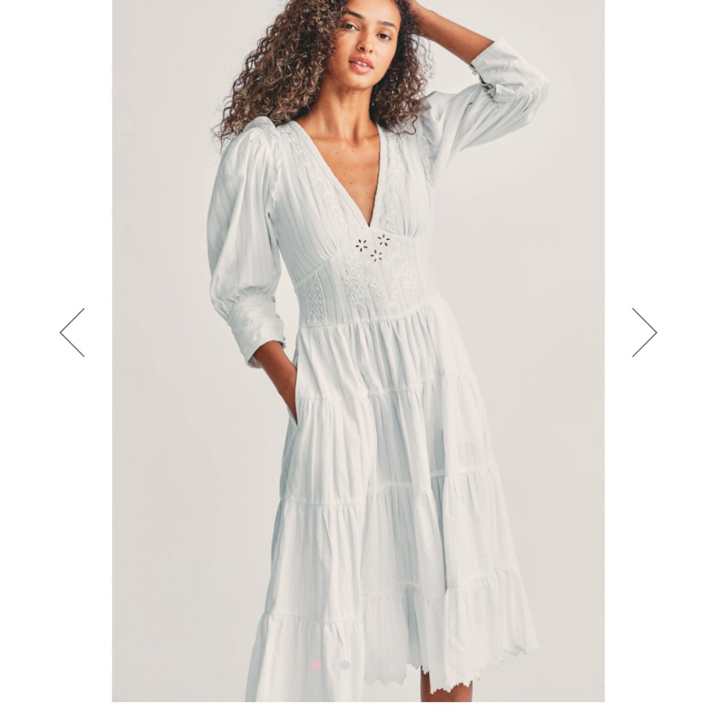 Nwt Loveshackfancy Stephen Midi Dress In White - Size Us 2